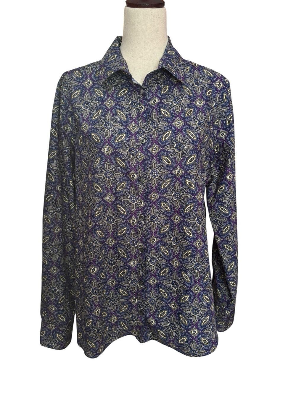 Lands End No Iron 100 % Cotton Supima Shirt Size 16 Tall EUC